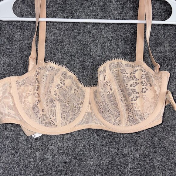 Chantelle C15F50 Day to Night Lace Unlined Demi Bra Size 38C Nude Blush - Picture 8 of 9